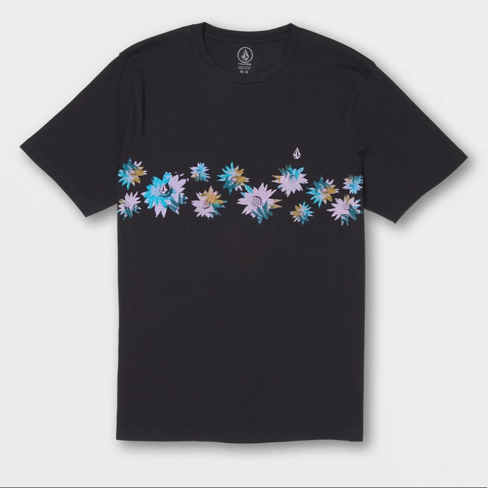 NWT VOLCOM PARABLES CREW TEE -‎ BLACK COMBO